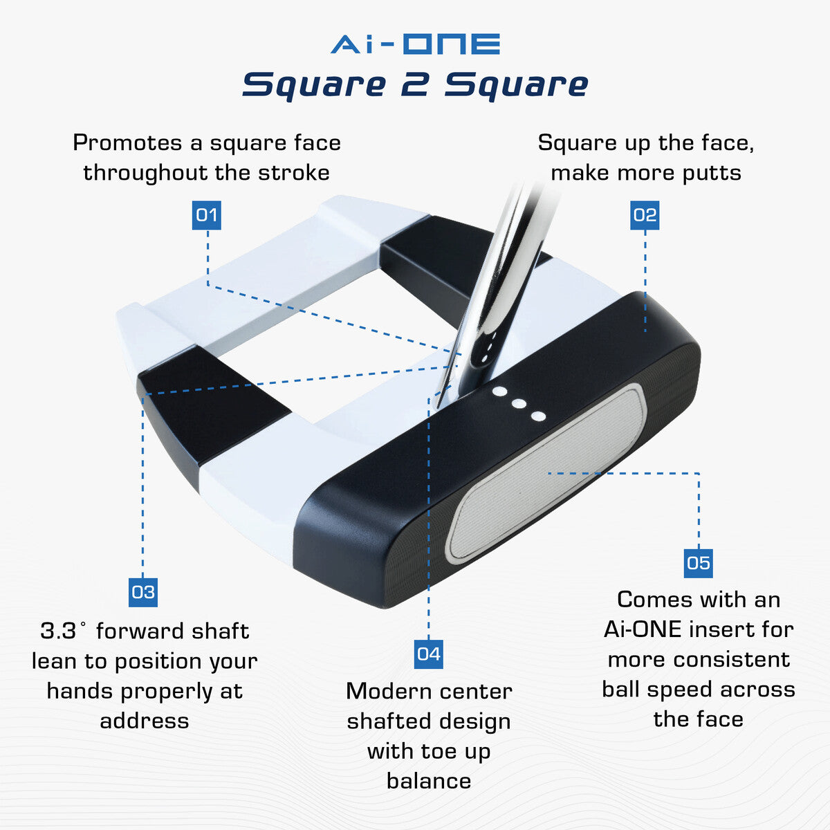 Ai-ONE Square 2 Square Jailbird Putter - Odyssey Golf w Caliber Golf